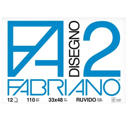 Album da disegno Fabriano Disegno 2 - collato - 33x48 cm - ruvido - 12 fogli - 110 g