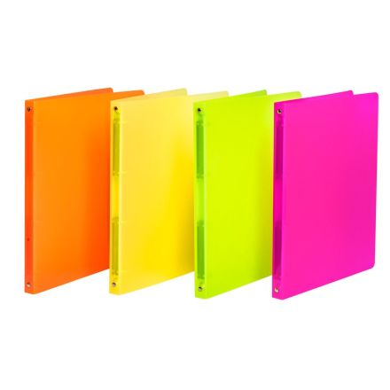 Cartelle a 4 anelli in PP colori fluo