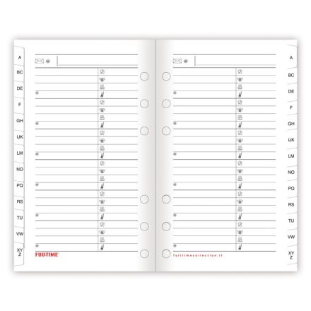 Refill organizer -Rubrica alfabetica multiforo - carta bianca - formato grande - 14x21,5 cm