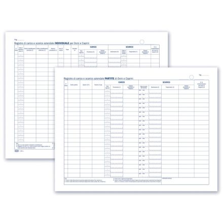 Registro aziendale di carico/scarico ovini e caprini - 46 pagine prenumerate - 31x24,5 cm