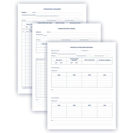 Registro di controllo delle attrezzature di lavoro - 48 pagine prenumerate - 31x24,5 cm