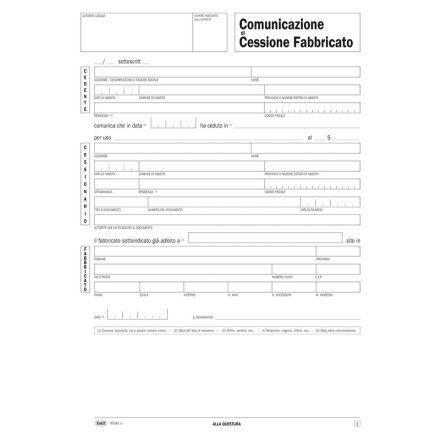 Comunicazione alla P.S. di cessione fabbricato - Snap out in triplice copia autoricalcante - 29,7x21 cm