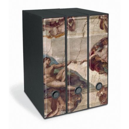Set 3 raccoglitori Image - Formato Protocollo - Dorso 8 cm - Michelangelo Buonarroti - Creazione di Adamo (prima del restauro)