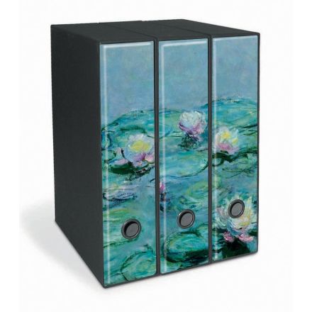 Set 3 raccoglitori Image - Formato Protocollo - Dorso 8 cm - Claude Monet - Ninfee