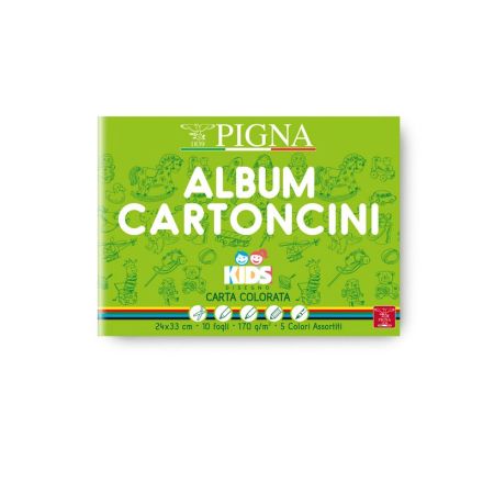 Album cartoncini colorati Pigna Kids - 24x33 cm - 10 fogli - 5 colori - 170 g