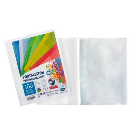 Portalistini personalizzabile Happy Color - polipropilene - 100 buste - bianco
