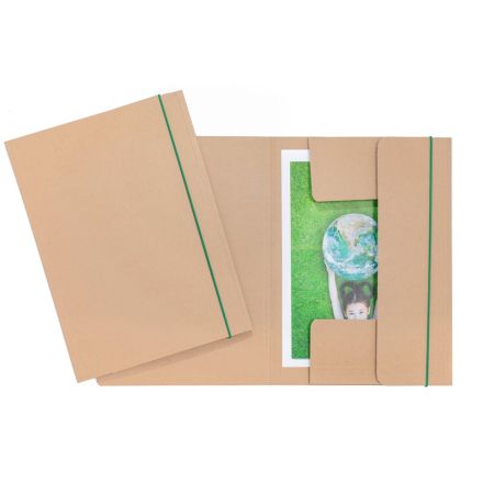 Cartellina con elastico in cartoncino I love green - 33x24 cm -avana