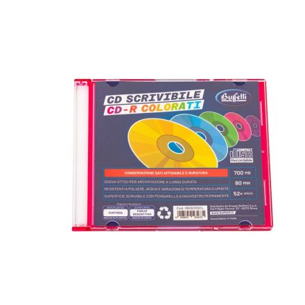 Buffetti - CD-R scrivibile - 700 MB - slim case colorato - Crystal colorata - confezione da 10