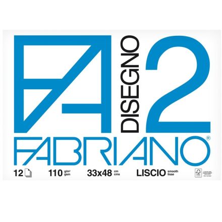 Album da disegno Fabriano Disegno 2 - collato - 33x48 cm - liscio - 12 fogli - 110 g