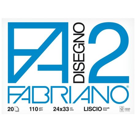 Album da disegno Fabriano Disegno 2 - a 4 angoli - 24x33 cm - liscio - 20 fogli - 110 g