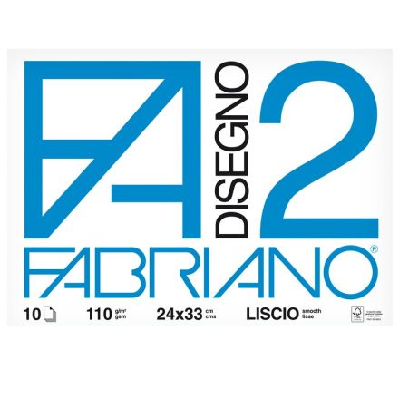 Album da disegno Fabriano Disegno 2 - punto metallico - 24x33 cm - liscio - 10 fogli - 110 g