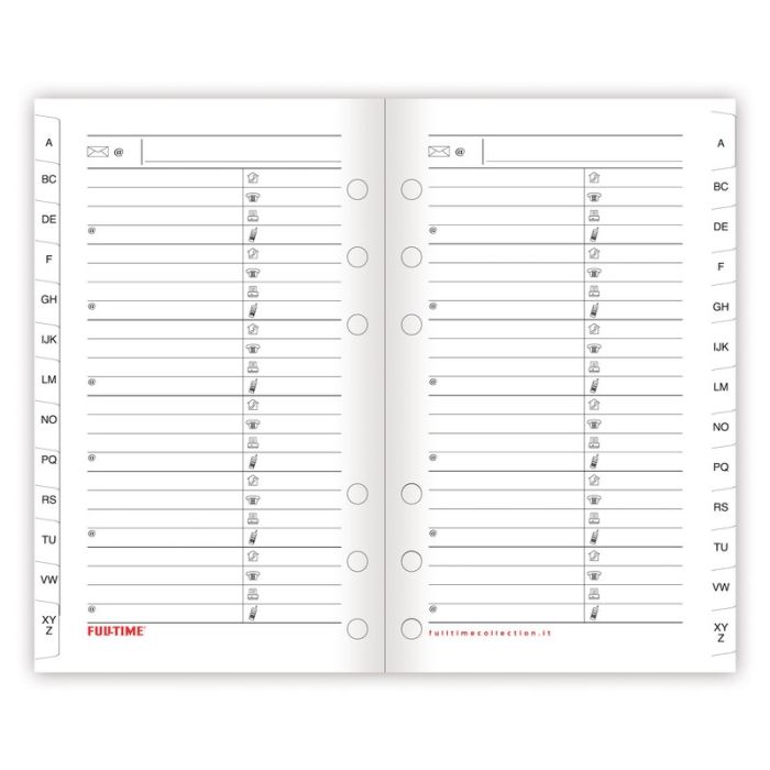 Refill organizer - Rubrica alfabetica - carta bianca - formato piccolo -  7,7x12,7 cm