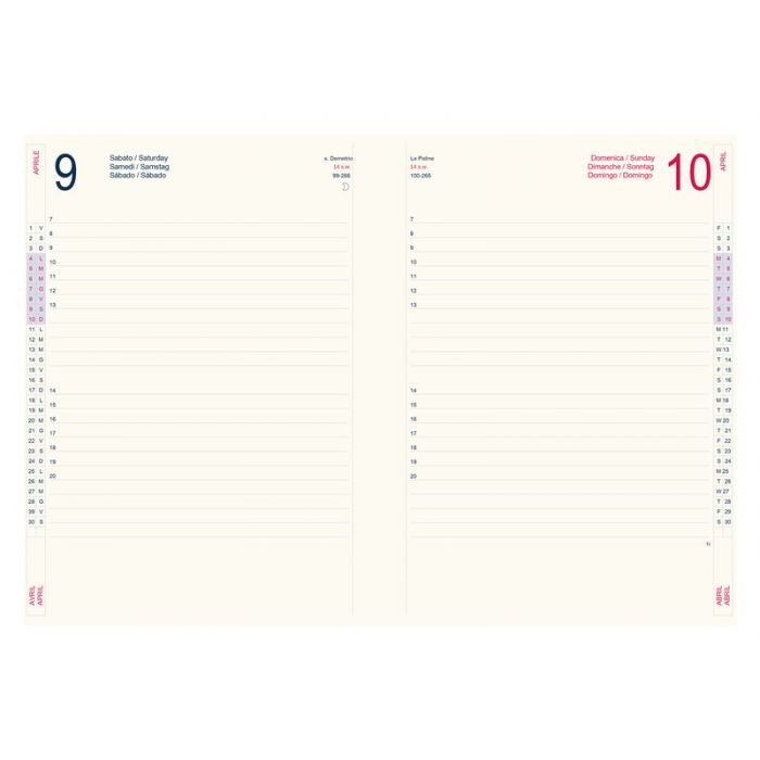 Refill Agenda giornaliera 12 mesi - 2024 - 17,1x24 cm - carta avorio
