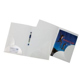 Cartelline con 2 tasche interne - cartoncino lucido - 250 g/mq - 31,5x22 cm - bianco