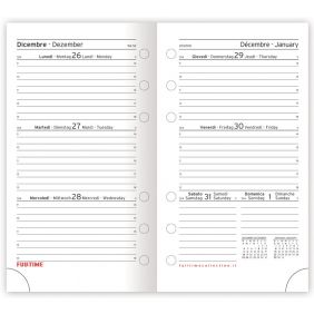 Refill organizer - Calendario settimanale - carta bianca - formato mini - 7x11 cm