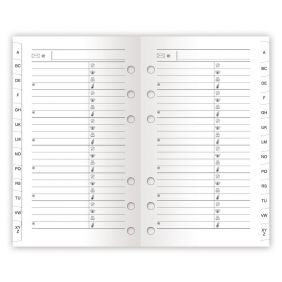 Rubrica alfabetica multiforo carta bianca + refill per agenda organizer - fogli - F.to 14x21,5 cm.