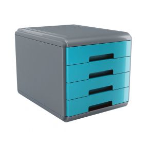 Cassettiera 4 cassetti Plastic Desk - colore celeste