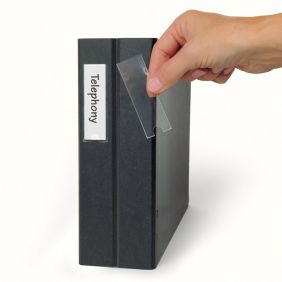 Tasche porta etichette adesive - polipropilene trasparente autoadesivo e cartoncino bianco - 10,2x2,5 cm