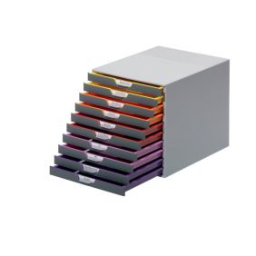 Cassettiere da scrivania Varicolor® Durable - grigio e multicolore - 10 cassetti - 2,5 cm - 7610-27