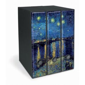 Set 3 raccoglitori Image - Formato Protocollo - Dorso 8 cm - Vincent van Gogh - Notte stellata sul Rodano