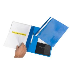Cartellina Personalizzabile con pressino fermafogli - fastener - PVC - 29,7x21 cm - blu