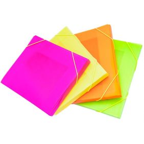Scatola progetti pp colori fluo con elastico - Dorso 2,5 cm - 30x22 cm