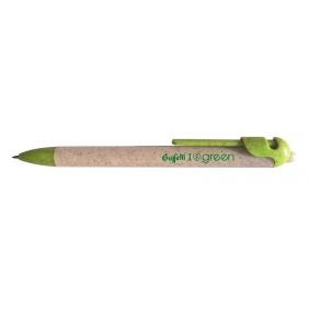 Penna a sfera a scatto I love green - biodegradabile - colore nero