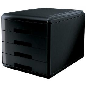 Cassettiera 4 cassetti - plastica rigenerata - nero