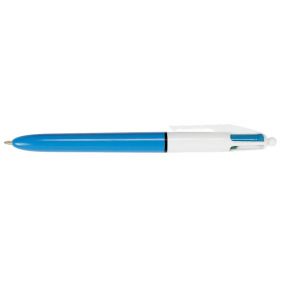 Penna a sfera 4 Colours™ - rosso, verde, blu e nero - Tratto 0,4 mm - fusto bianco/azzurro